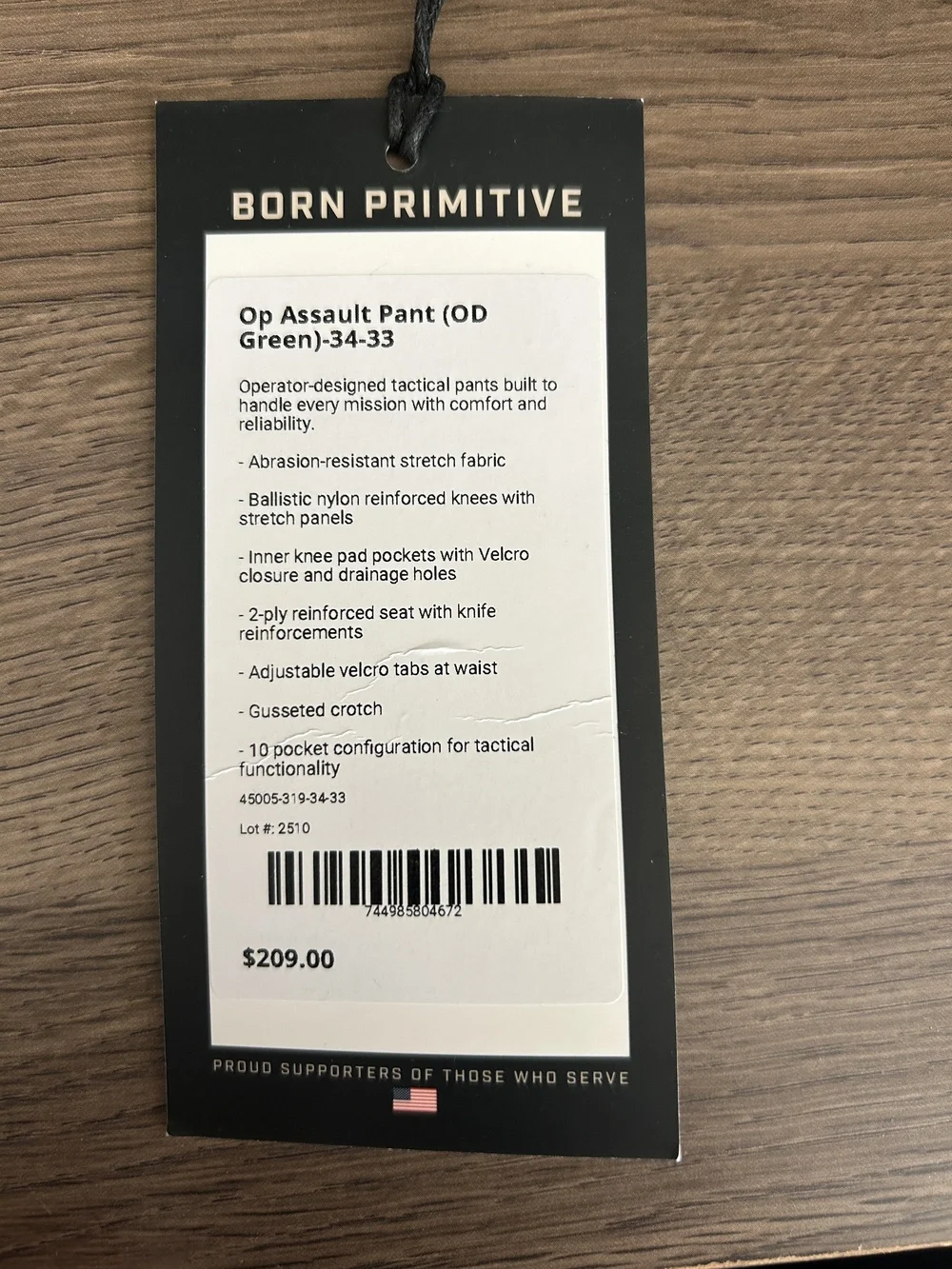 Born Primitive Op Assault Pant (OD Green) 34 / 33